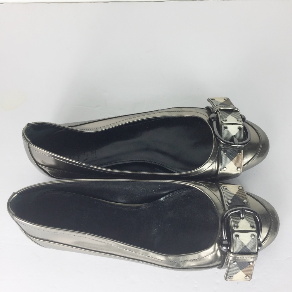 Burberry Gray Metallic Buckle Classic Loafers
